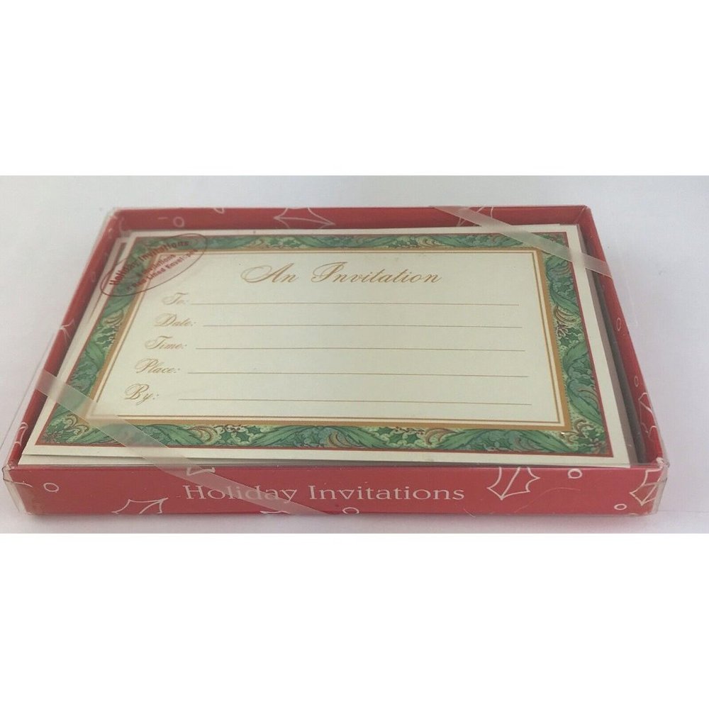 Royal Invitations Holiday Christmas 8 Invitations 8 Red Lined‎ Envelopes Vintage